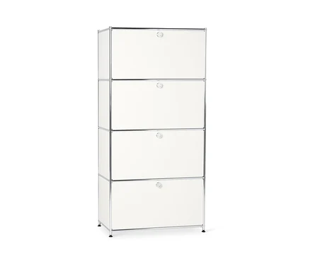 Meuble haut en métal « CN3 » blanc à quatre abattants.