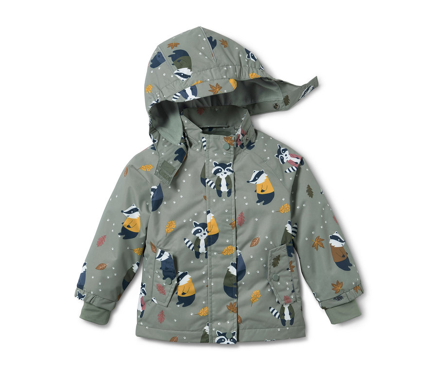 Veste de pluie thermique grise à imprimé de blaireaux.