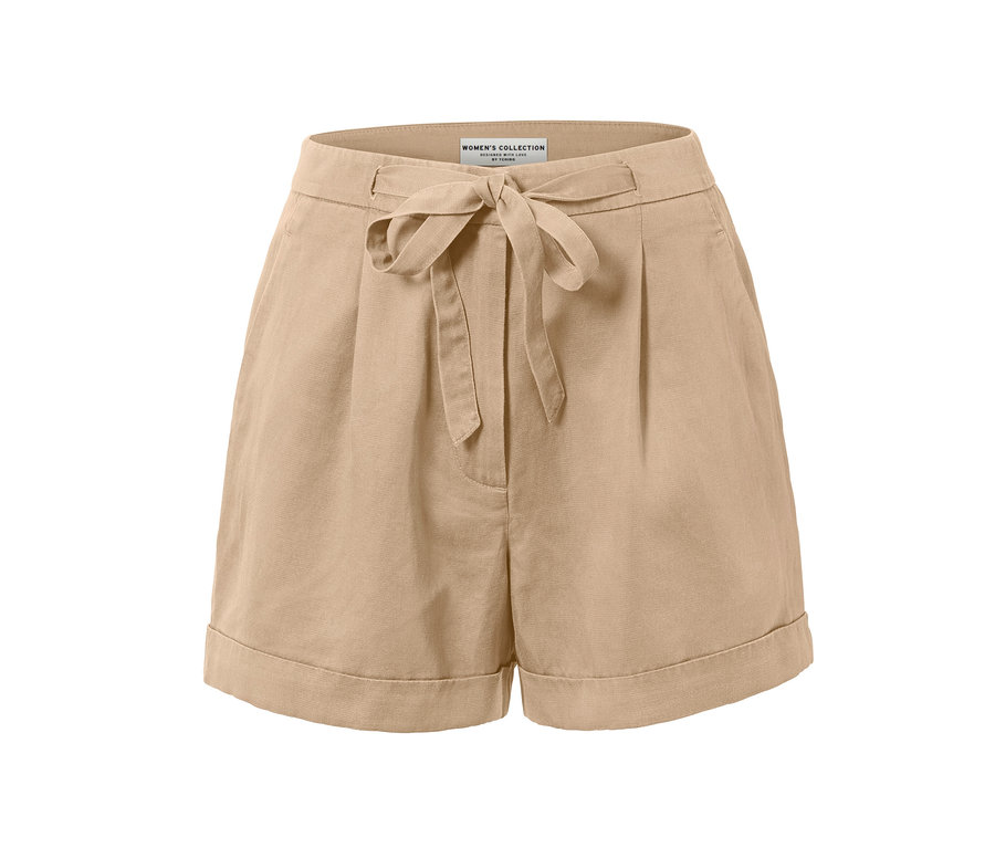 Short beige avec partie en lin.