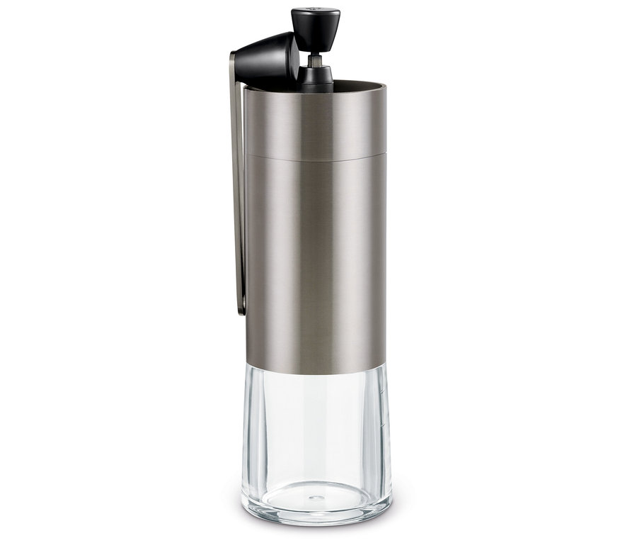 Moulin à café manuel argenté.