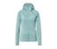 Veste thermique bleu clair avec fermeture éclair et capuche.