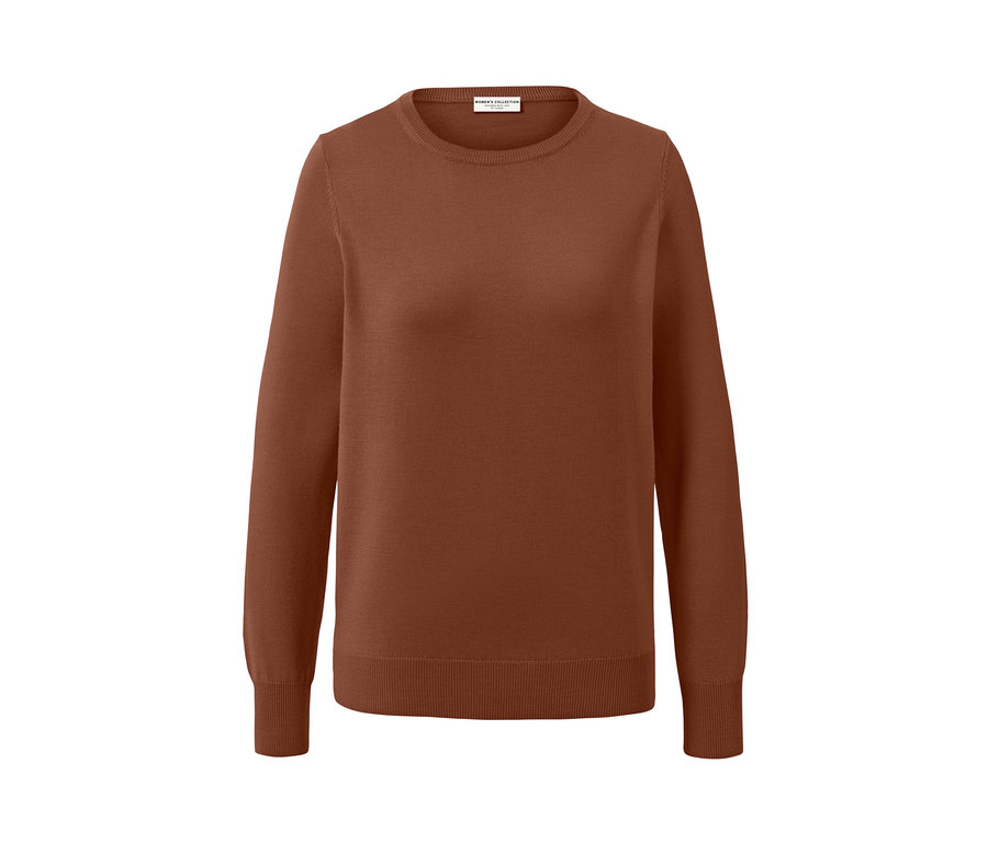 Pull en maille fine mérinos cognac.