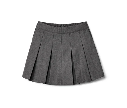 Jupe culotte enfant grise avec des plis.