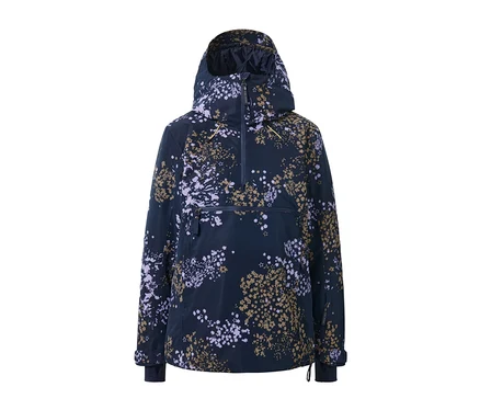 Veste de ski à fermeture demi-zippée avec un motif floral.