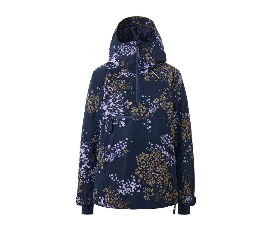 Veste de ski à fermeture demi-zippée avec un motif floral.