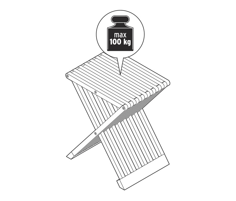 Illustration d'un tabouret repliable.