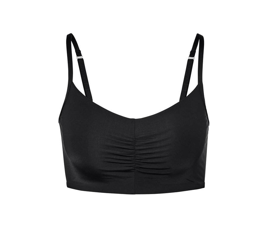 Brassière noire à bretelles réglables.