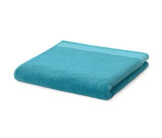 Bleu aqua avec bordure à motifs blanc cassé