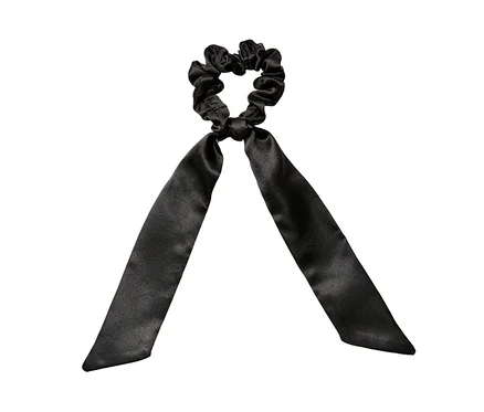Un chouchou noir uni avec des rubans.