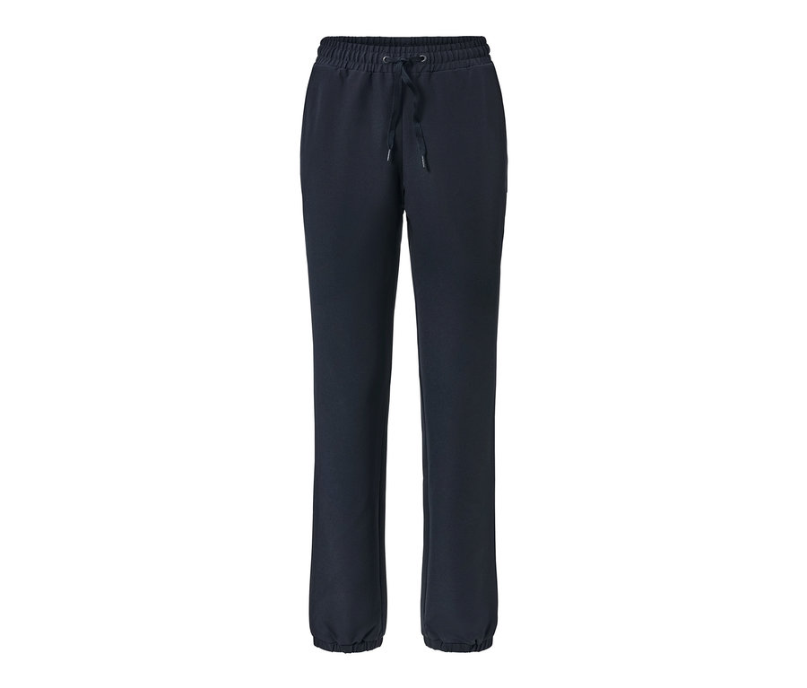 Un pantalon de jogging en softshell bleu marine sur fond blanc.