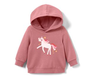 Vieux rose avec motif licorne en paillettes réversibles, taille 86/92 avec imprimé