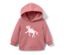 Sweat-shirt rose à capuche pour enfant avec motif licorne (taille 86/92).