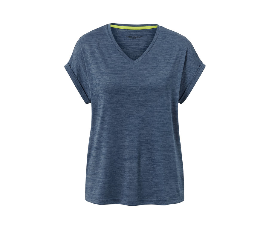 T-shirt fonctionnel bleu foncé à manches courtes.