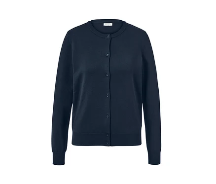 Cardigan en maille fine bleu marine.