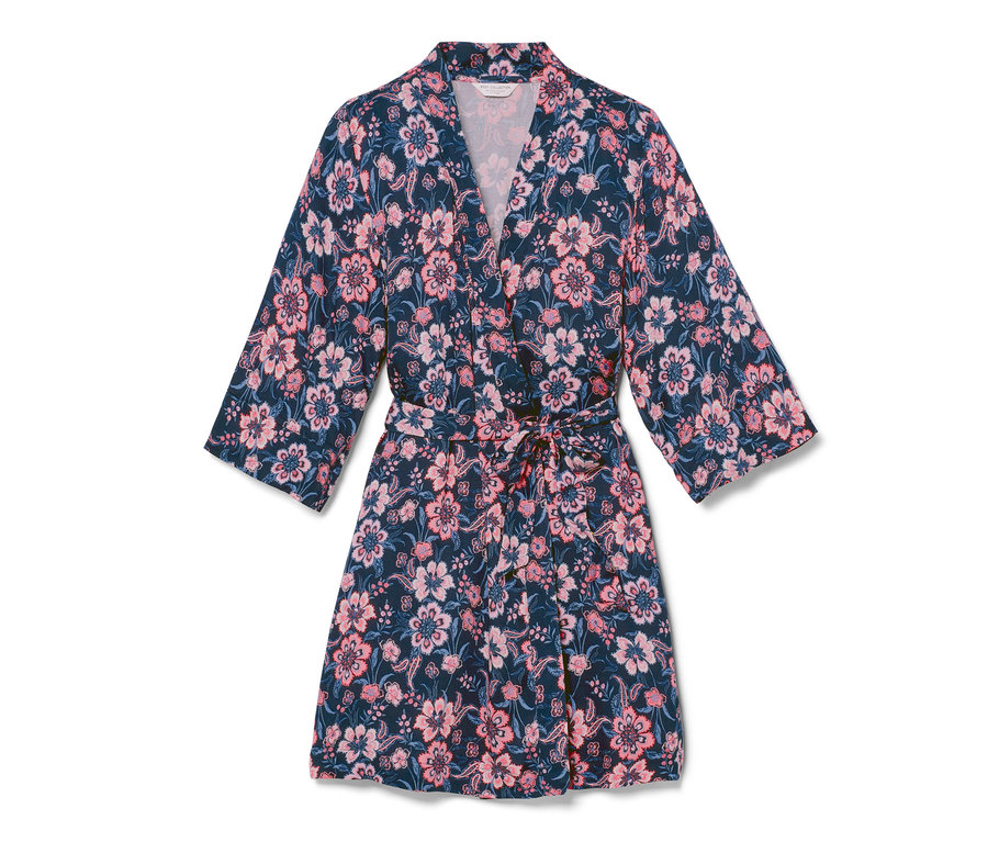 Robe de chambre tissée à motif floral.