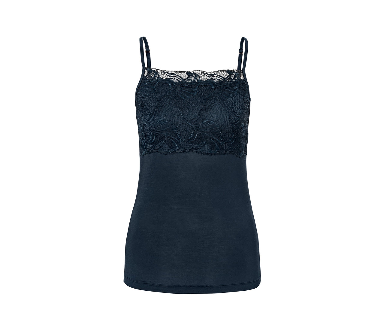 Chemise en modal bleu foncé avec dentelle.