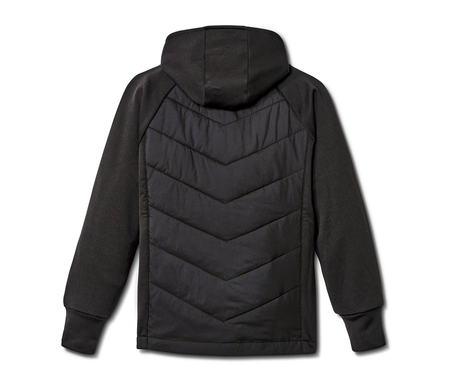 Vue détaillée de l'arrière d'une veste de sport thermique pour enfant.