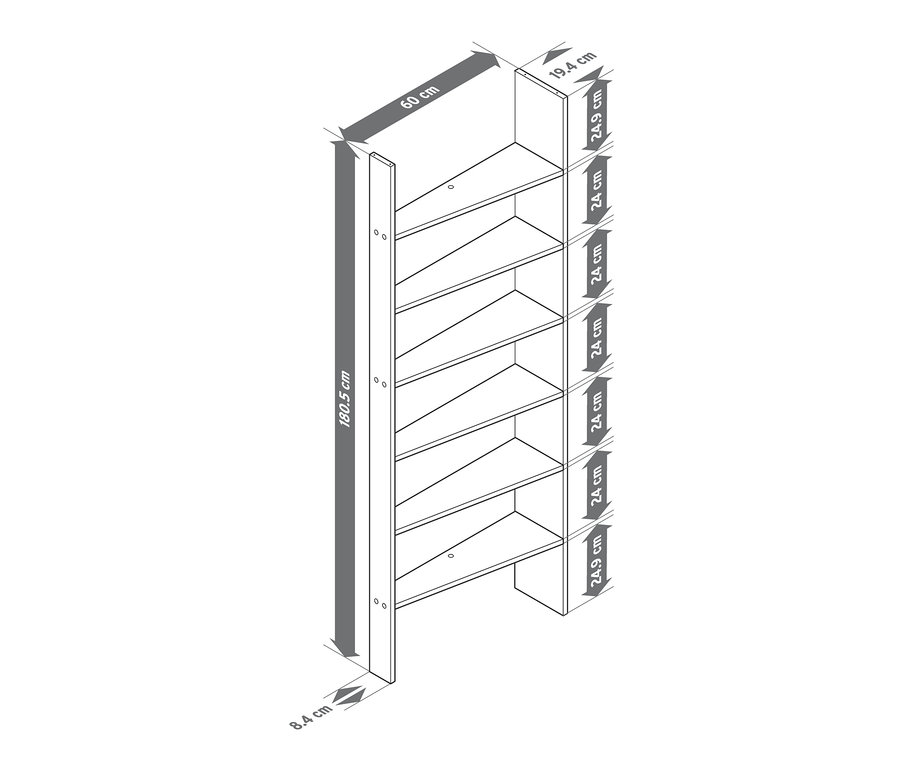 Schéma d'une étagère de porte avec dimensions.