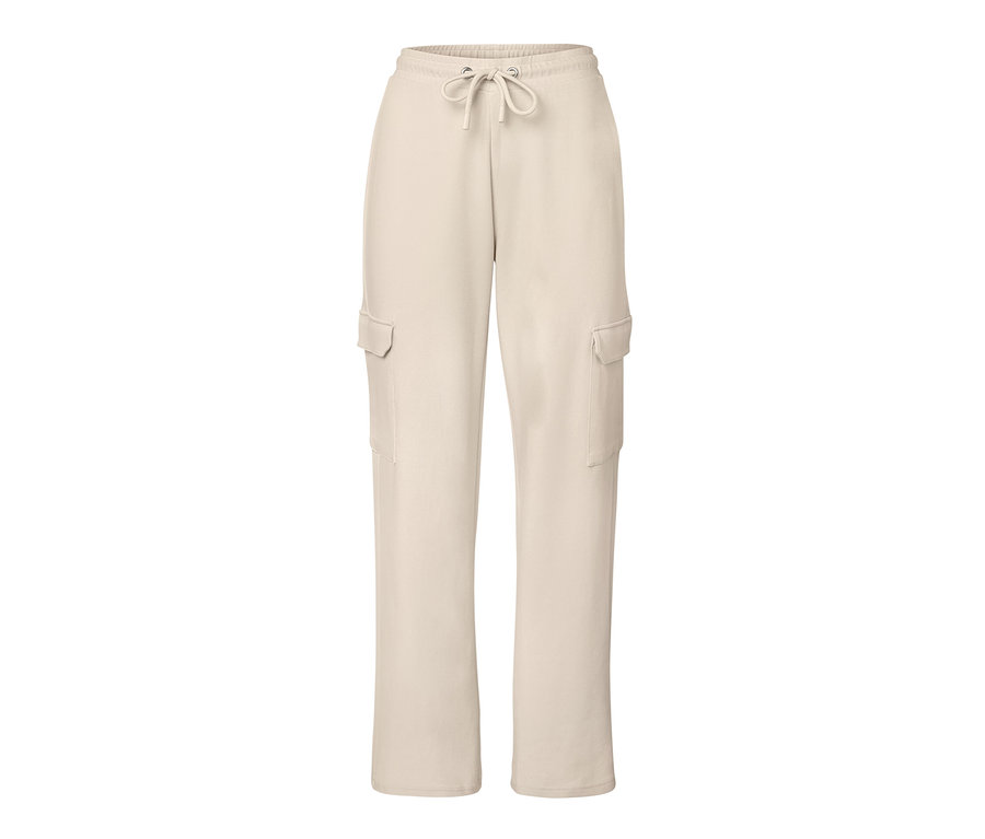 Pantalon molletonné blanc crème avec poches cargo.