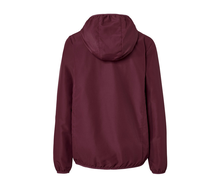 Vue arrière de la veste fonctionnelle légère « pack me », prune.