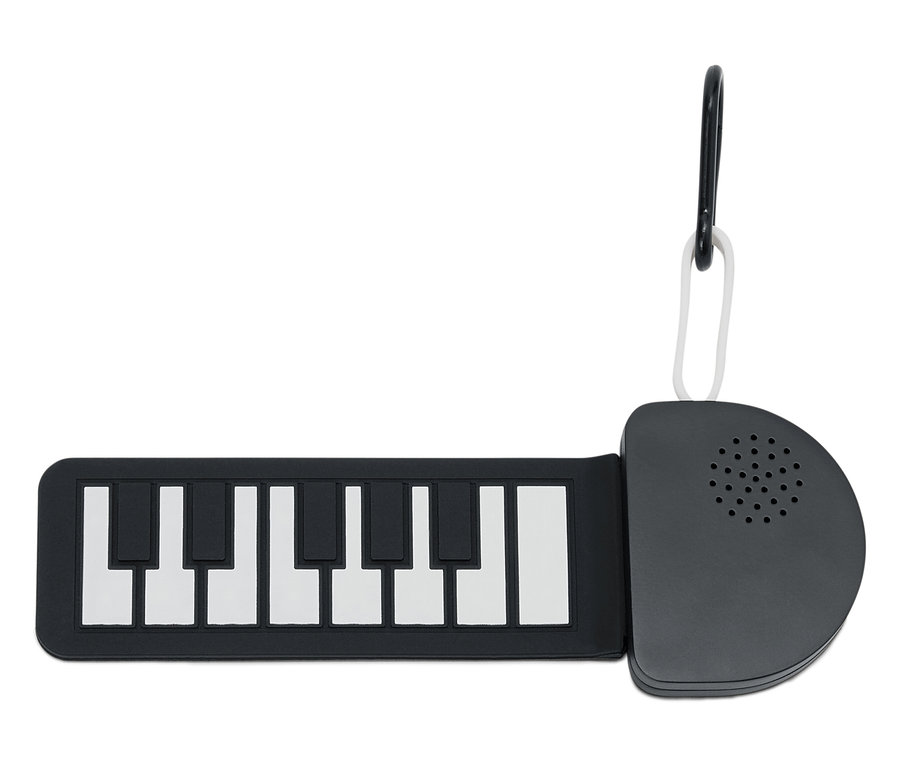 Mini-piano noir et blanc avec mousqueton.