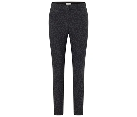 Pantalon noir à motif animalier.