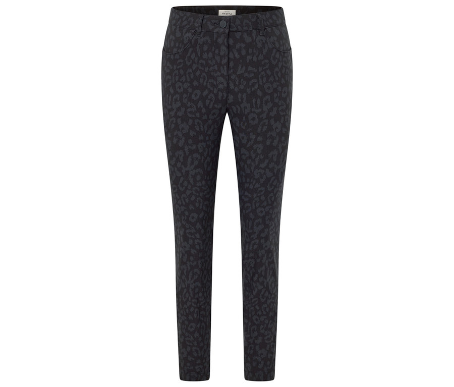 Pantalon noir à motif animalier.