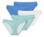 Cinq slips multicolores sont disposés.