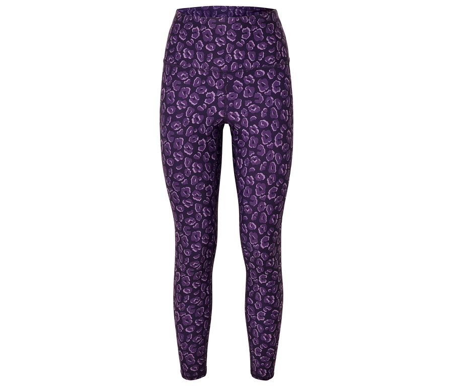 Leggings violets avec imprimé animal.