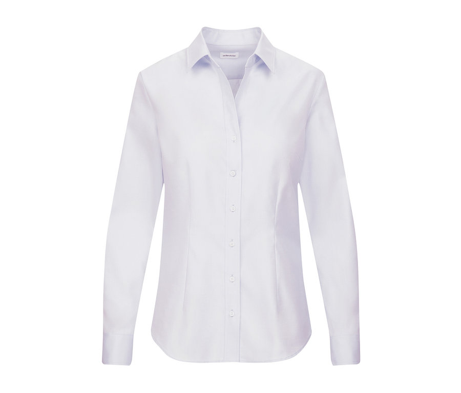 Chemisier en tulle Seidensticker bleu clair à manches longues et boutons.