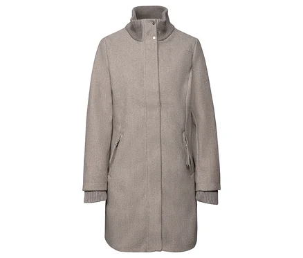 Le manteau court Street One est marron clair avec un col en tricot gris.