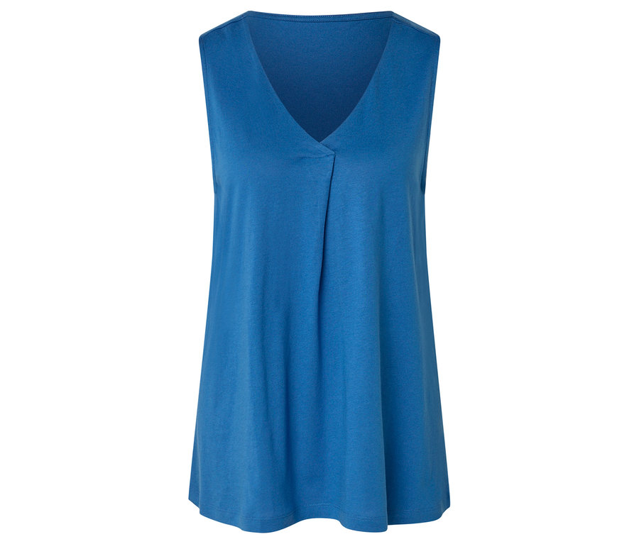Haut bleu sans manches à col en V.
