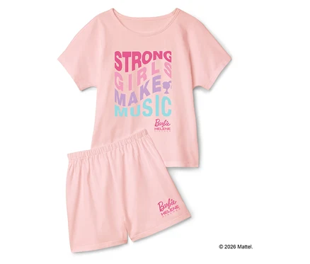 Pyjama rose Barbie Helene Fischer avec l'inscription "Strong Girls Make Music".