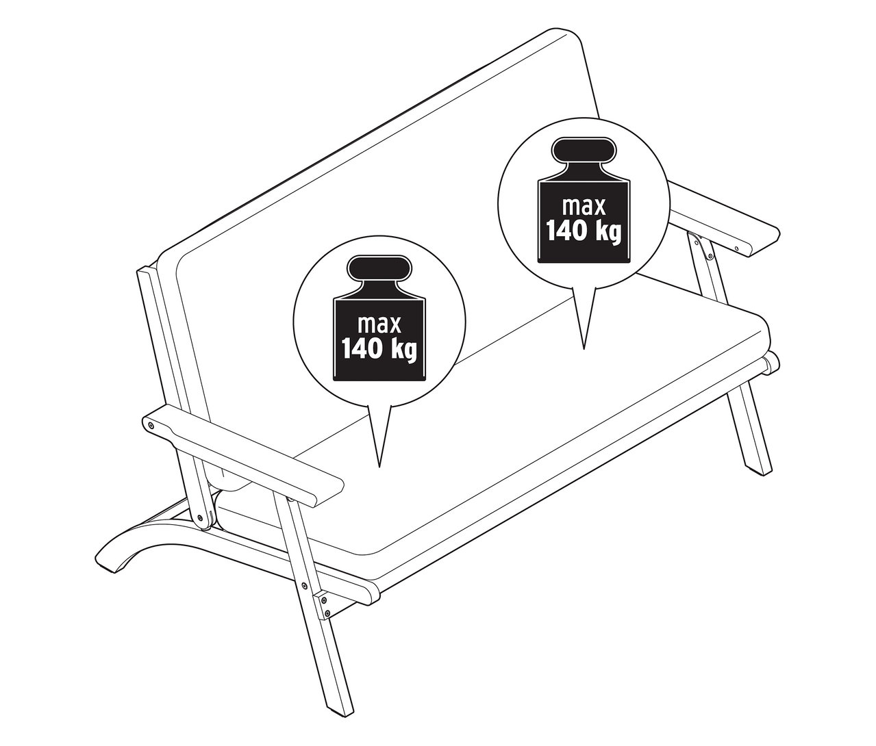 Ensemble salon de jardin pliable avec coussins premium, 4 pièces avec limite de poids.
