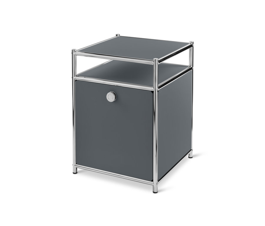 Caisson en métal gris à roulettes « CN3 » avec abattant.
