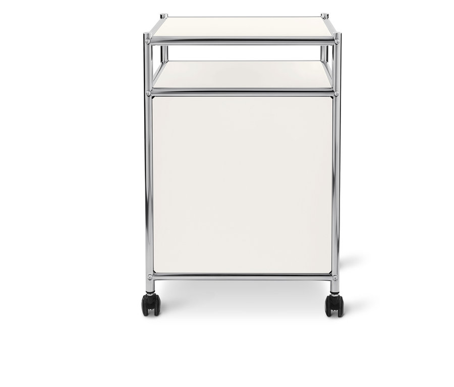 Caisson en métal blanc à roulettes « CN3 » avec abattant.