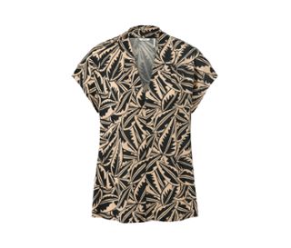 Noir avec imprimé beige de feuilles de palmier