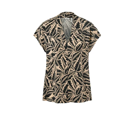 T-shirt imprimé à col montant avec motif de feuilles.