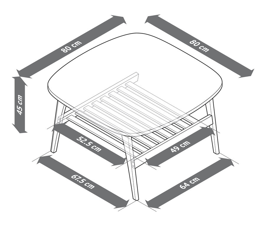 Dimensions de la table basse, grande.