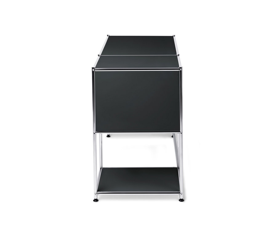 Bureau en métal noir « CN3 » avec porte abattante.