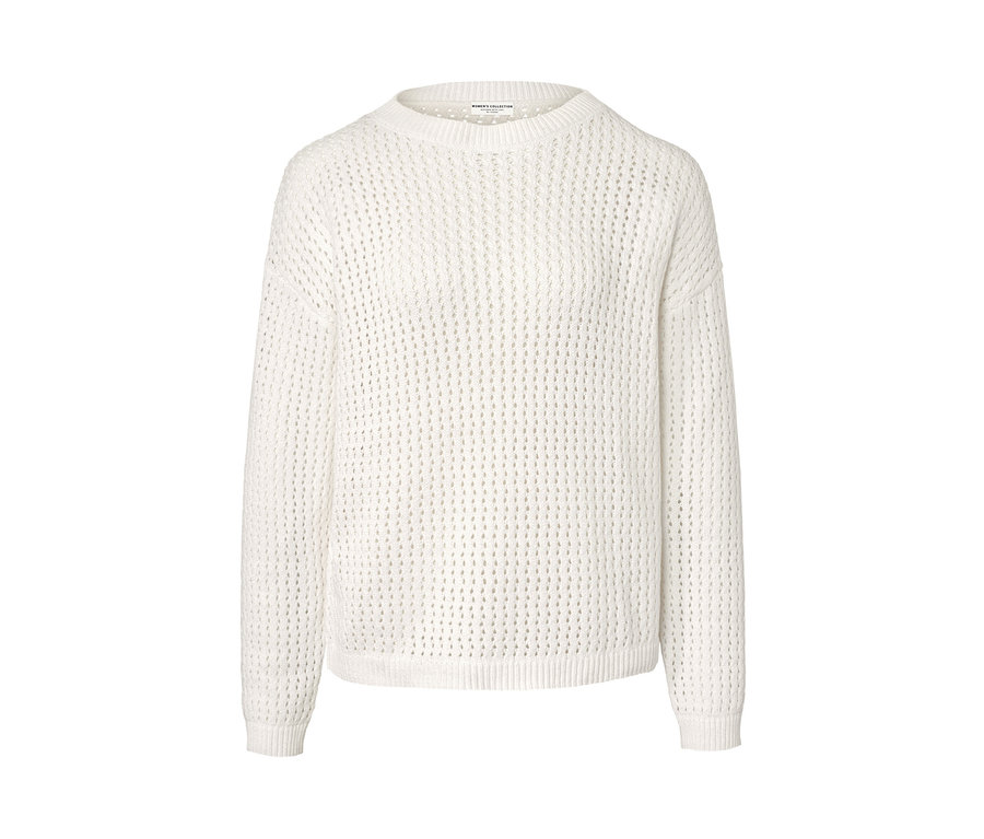 Pull en maille pointelle blanc.