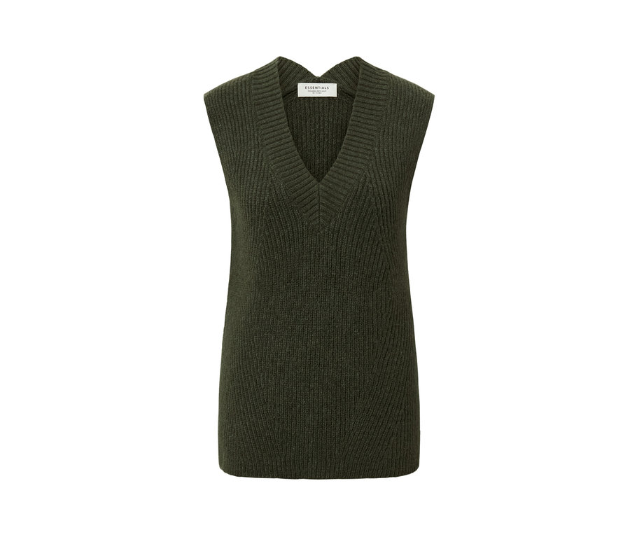 Pull sans manches en maille vert.