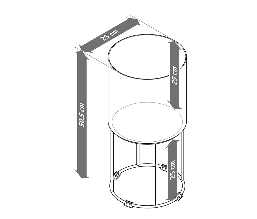 Dimensions du cache-pot rond.