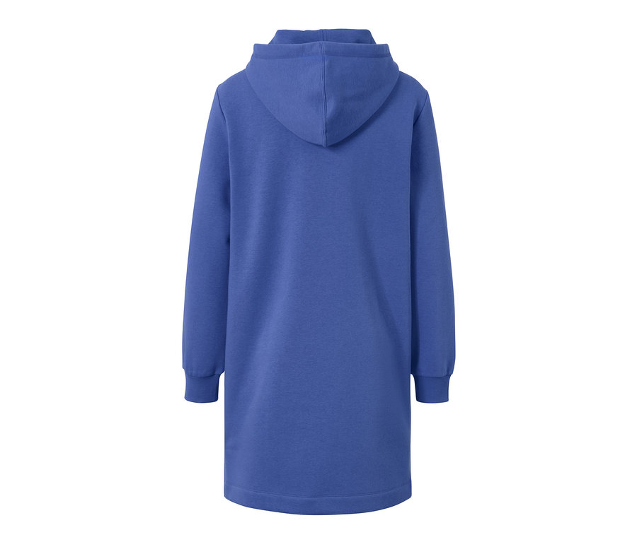 Robe d’intérieur bleue avec capuche vue de dos.
