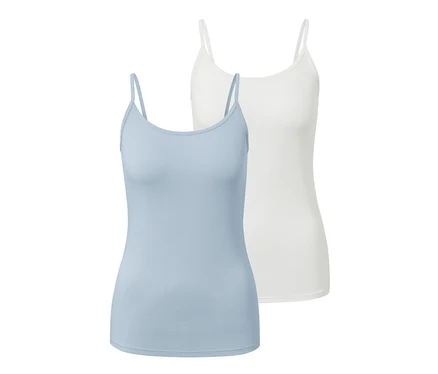 Deux maillots de corps, bleu clair et blanc.