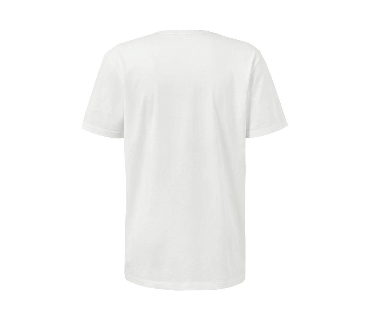 Vue arrière de 2 T-shirts à encolure ronde blancs.