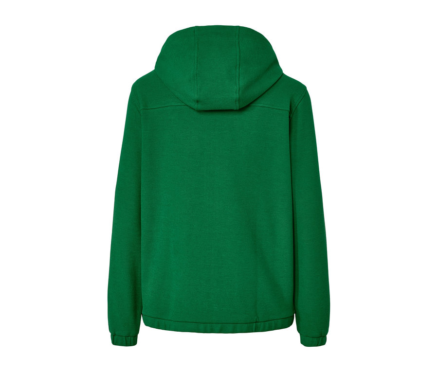 Vue arrière d'une jaquette en sweat verte.