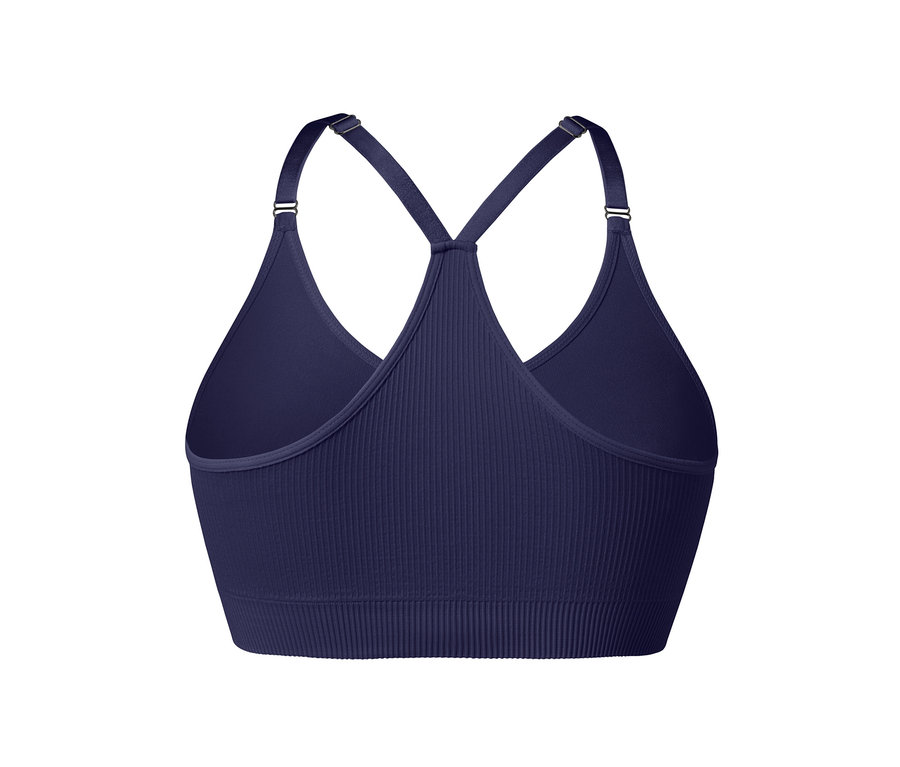 Détail d'une brassière de sport Seamless violette.