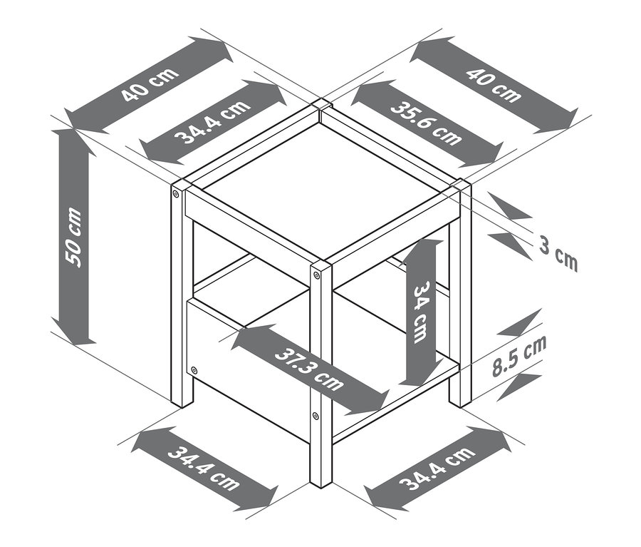 Schéma coté d'une table d'appoint.