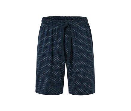 Short relax marine avec motif géométrique.